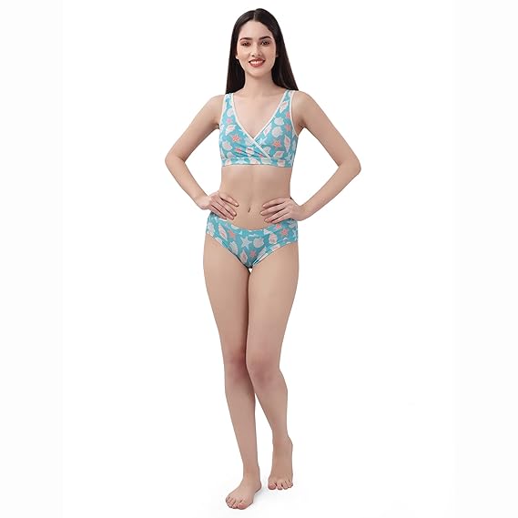 SOIE Women’s Printed Lounge Bra – Non-Wired, Non-Padded with Removable Cups